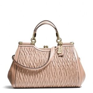 COACH CARRIE GATHERED TWISTED LEATHER SATCHEL